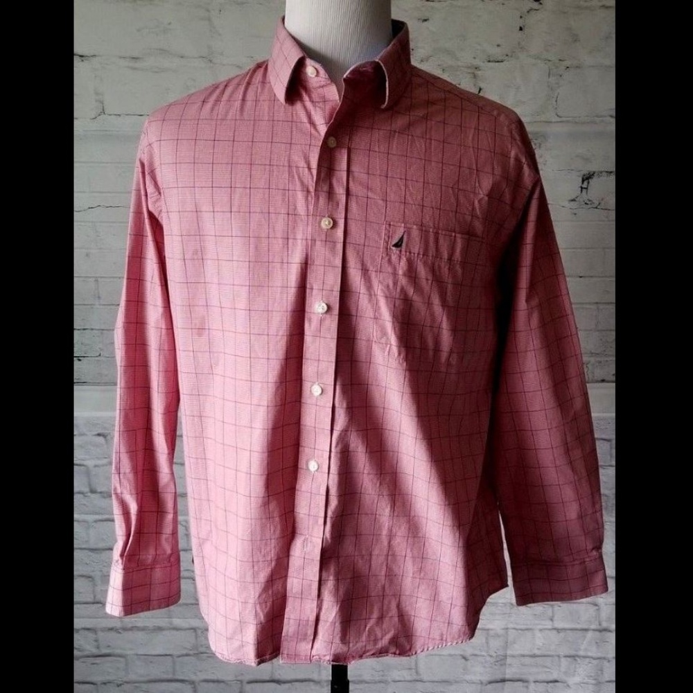 Men's Nautica Red Long Sleeve Shirt 16 1/2